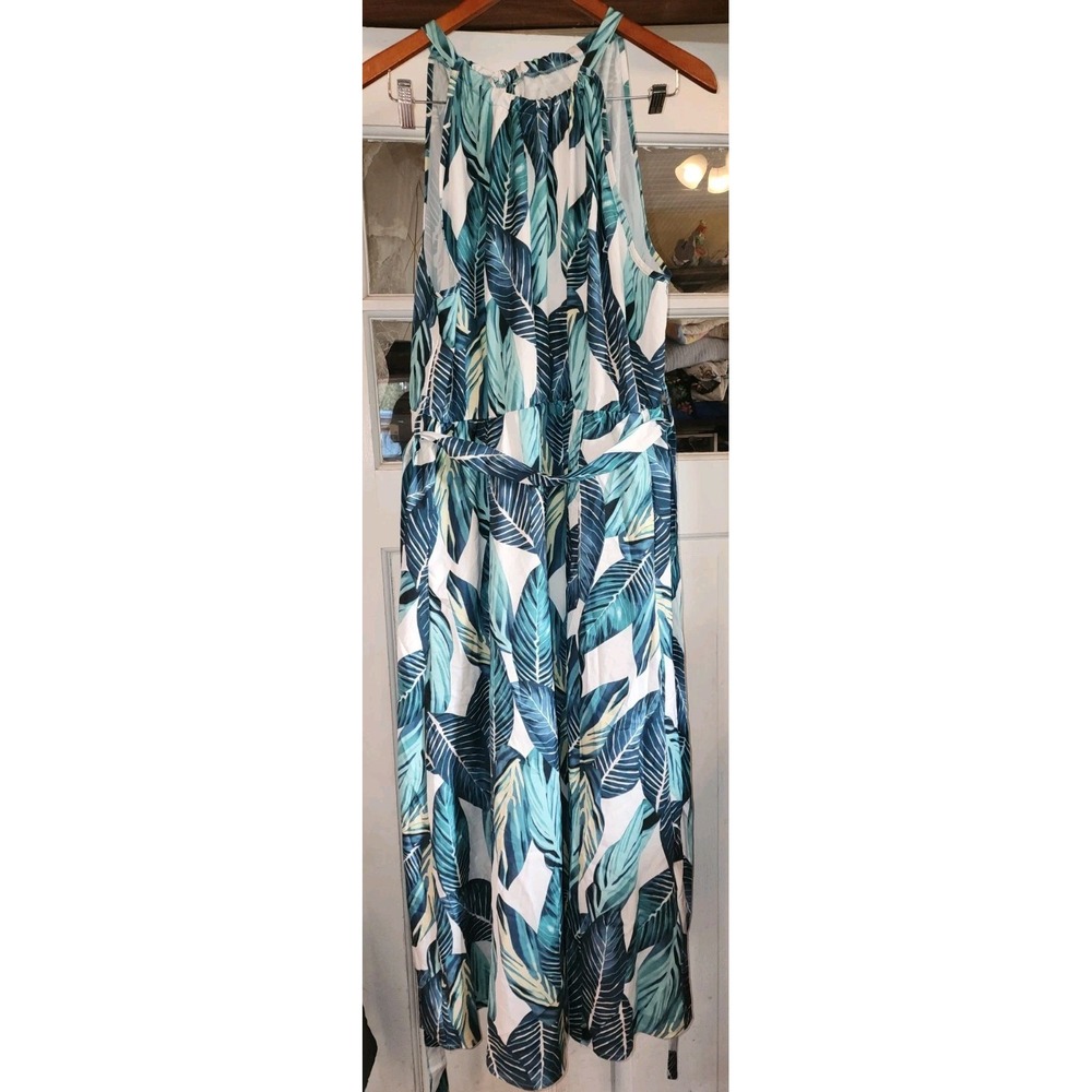 Bloom Chic Boho Floral Watercolor Halter Maxi Dress Women Size 18/20 Tropical Be